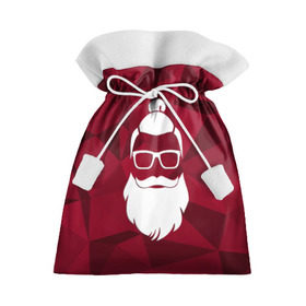 Подарочный 3D мешок с принтом Санта хипстер в Новосибирске, 100% полиэстер | Размер: 29*39 см | Тематика изображения на принте: 2017 | борода | дед мороз | новый год | подарок на новый год | санта | санта хипстер | снег | снежинки | хипстер