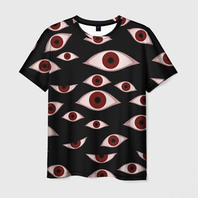 Мужская футболка 3D с принтом Глаза в Новосибирске, 100% полиэфир | прямой крой, круглый вырез горловины, длина до линии бедер | Тематика изображения на принте: alucard | anime | helloween | hellsing | vampire | алукард | аниме | вампир | хеллоуин | хеллсинг