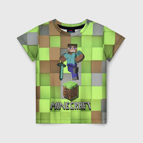 Детская футболка 3D с принтом Minecraft в Новосибирске, 100% гипоаллергенный полиэфир | прямой крой, круглый вырез горловины, длина до линии бедер, чуть спущенное плечо, ткань немного тянется | майнкрафт