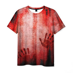 Мужская футболка 3D с принтом Отпечатки 2 в Новосибирске, 100% полиэфир | прямой крой, круглый вырез горловины, длина до линии бедер | halloween | helloween | кровь | ужас | хеллоин | хеллоуин | хелуин