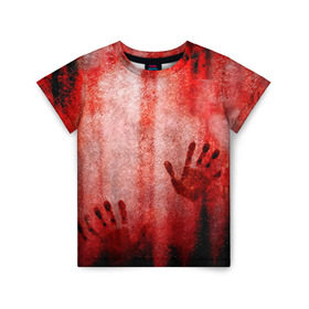 Детская футболка 3D с принтом Отпечатки 2 в Новосибирске, 100% гипоаллергенный полиэфир | прямой крой, круглый вырез горловины, длина до линии бедер, чуть спущенное плечо, ткань немного тянется | halloween | helloween | кровь | ужас | хеллоин | хеллоуин | хелуин