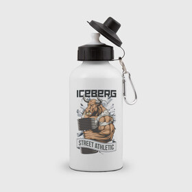Бутылка спортивная с принтом Bull 3 | Iceberg в Новосибирске, металл | емкость — 500 мл, в комплекте две пластиковые крышки и карабин для крепления | animals | iceberg | icebergstyle | youtube