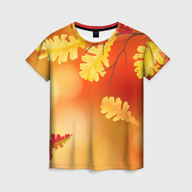Женская футболка 3D с принтом Осень в Новосибирске, 100% полиэфир ( синтетическое хлопкоподобное полотно) | прямой крой, круглый вырез горловины, длина до линии бедер | ветви | ветка | дерево | дуб | листок | листья | природа