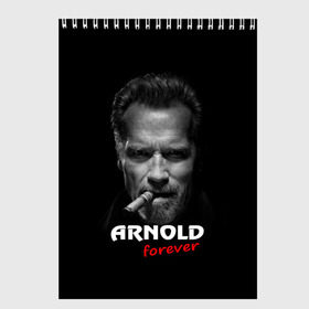 Скетчбук с принтом Arnold forever в Новосибирске, 100% бумага
 | 48 листов, плотность листов — 100 г/м2, плотность картонной обложки — 250 г/м2. Листы скреплены сверху удобной пружинной спиралью | актёр | арнольд шварценеггер | боевик | звезда | киногерой | супергерой | терминатор