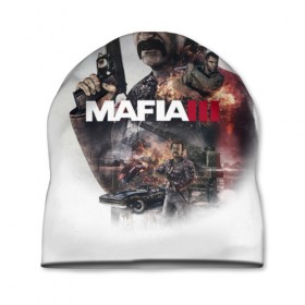 Шапка 3D с принтом Mafia 3 в Новосибирске, 100% полиэстер | универсальный размер, печать по всей поверхности изделия | 