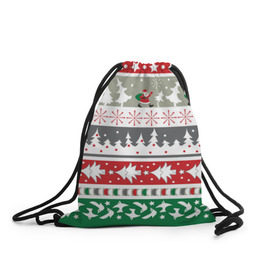 Рюкзак-мешок 3D с принтом Новогодний орнамент в Новосибирске, 100% полиэстер | плотность ткани — 200 г/м2, размер — 35 х 45 см; лямки — толстые шнурки, застежка на шнуровке, без карманов и подкладки | дед мороз | елка | новогодний орнамент | подарок на новый год | праздник | снеговик | снежинки