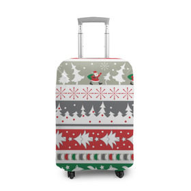 Чехол для чемодана 3D с принтом Новогодний орнамент в Новосибирске, 86% полиэфир, 14% спандекс | двустороннее нанесение принта, прорези для ручек и колес | дед мороз | елка | новогодний орнамент | подарок на новый год | праздник | снеговик | снежинки