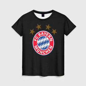 Женская футболка 3D с принтом Bayern в Новосибирске, 100% полиэфир ( синтетическое хлопкоподобное полотно) | прямой крой, круглый вырез горловины, длина до линии бедер | bayern | football | бавария | бундеслига | немецкий чемпионат | футбол