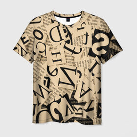 Мужская футболка 3D с принтом Летопись в Новосибирске, 100% полиэфир | прямой крой, круглый вырез горловины, длина до линии бедер | буквы | вырезка | газета | литеры