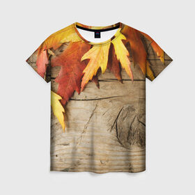 Женская футболка 3D с принтом Золотая осень в Новосибирске, 100% полиэфир ( синтетическое хлопкоподобное полотно) | прямой крой, круглый вырез горловины, длина до линии бедер | дерево | лист | листья | осень