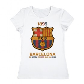 Женская футболка хлопок с принтом Barcelona2 в Новосибирске, 100% хлопок | прямой крой, круглый вырез горловины, длина до линии бедер, слегка спущенное плечо | barcelona | football | барса | барселона | примера | футбол | чемпионат испании