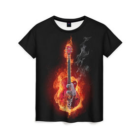 Женская футболка 3D с принтом Огония страсти в Новосибирске, 100% полиэфир ( синтетическое хлопкоподобное полотно) | прямой крой, круглый вырез горловины, длина до линии бедер | ад | арт | дым | музыка | новинки | огонь | пламя | популярные | энергия | яркие