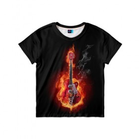 Детская футболка 3D с принтом Огония страсти в Новосибирске, 100% гипоаллергенный полиэфир | прямой крой, круглый вырез горловины, длина до линии бедер, чуть спущенное плечо, ткань немного тянется | Тематика изображения на принте: ад | арт | дым | музыка | новинки | огонь | пламя | популярные | энергия | яркие