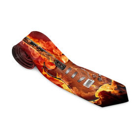 Галстук 3D с принтом Адская гитара в Новосибирске, 100% полиэстер | Длина 148 см; Плотность 150-180 г/м2 | ад | арт | дым | музыка | новинки | огонь | пламя | популярные | энергия | яркие