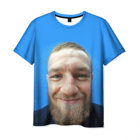 Мужская футболка 3D с принтом Mcgregor smile в Новосибирске, 100% полиэфир | прямой крой, круглый вырез горловины, длина до линии бедер | conor | macgregor | макгрегор