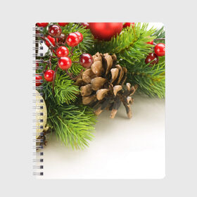 Тетрадь с принтом Дуx рождества в Новосибирске, 100% бумага | 48 листов, плотность листов — 60 г/м2, плотность картонной обложки — 250 г/м2. Листы скреплены сбоку удобной пружинной спиралью. Уголки страниц и обложки скругленные. Цвет линий — светло-серый
 | 2017 | год | зима | новинки | новый | петух | популярное | праздник | символ | снег