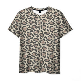 Мужская футболка 3D с принтом Шкура леопарда 3 в Новосибирске, 100% полиэфир | прямой крой, круглый вырез горловины, длина до линии бедер | Тематика изображения на принте: африка | дикие | животные | леопард