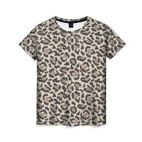 Женская футболка 3D с принтом Шкура леопарда 3 в Новосибирске, 100% полиэфир ( синтетическое хлопкоподобное полотно) | прямой крой, круглый вырез горловины, длина до линии бедер | африка | дикие | животные | леопард