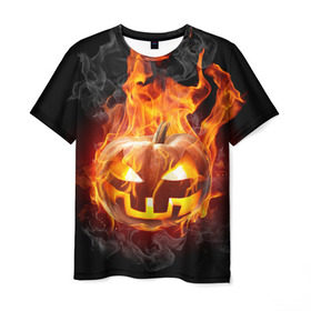 Мужская футболка 3D с принтом Огненная стихия хэллоуин в Новосибирске, 100% полиэфир | прямой крой, круглый вырез горловины, длина до линии бедер | fire | luxury | premium | vip | vppdgryphon | огненная стихия | огонь | пожар | премиум | хэллоуин | эксклюзив