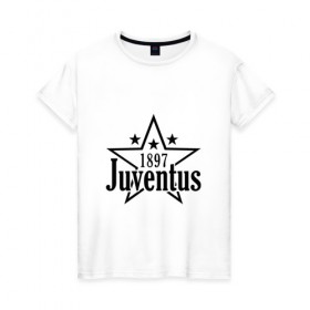 Женская футболка хлопок с принтом juventus в Новосибирске, 100% хлопок | прямой крой, круглый вырез горловины, длина до линии бедер, слегка спущенное плечо | juventus | ювентус