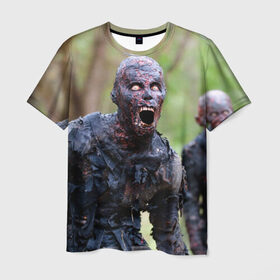 Мужская футболка 3D с принтом Zombie в Новосибирске, 100% полиэфир | прямой крой, круглый вырез горловины, длина до линии бедер | walking dead | zombie | зомби | ходячие мертвецы