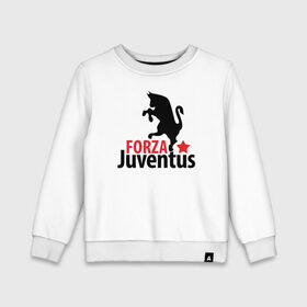 Детский свитшот хлопок с принтом Forza Juventus в Новосибирске, 100% хлопок | круглый вырез горловины, эластичные манжеты, пояс и воротник | juventus | ювентус