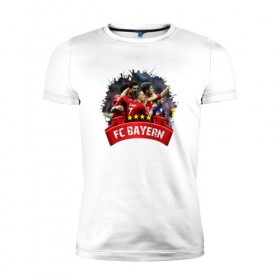 Мужская футболка премиум с принтом FC_Bayern в Новосибирске, 92% хлопок, 8% лайкра | приталенный силуэт, круглый вырез ворота, длина до линии бедра, короткий рукав | bayern | бавария