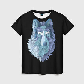 Женская футболка 3D с принтом Седой волк в Новосибирске, 100% полиэфир ( синтетическое хлопкоподобное полотно) | прямой крой, круглый вырез горловины, длина до линии бедер | взгляд | волк | животные | лес | охота | природа | хищник