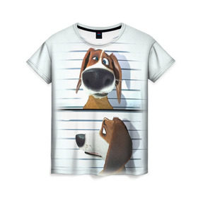 Женская футболка 3D с принтом Разыскивается пёс в Новосибирске, 100% полиэфир ( синтетическое хлопкоподобное полотно) | прямой крой, круглый вырез горловины, длина до линии бедер | dog | fast furry | бигль | большой собачий побег | мартин | мультфильм | оззи | побег | свободу разношерстным | собака