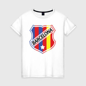 Женская футболка хлопок с принтом Barcelona в Новосибирске, 100% хлопок | прямой крой, круглый вырез горловины, длина до линии бедер, слегка спущенное плечо | 