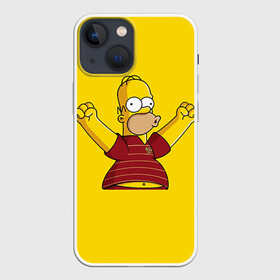 Чехол для iPhone 13 mini с принтом Гомер болельщик в Новосибирске,  |  | simpsons