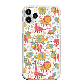 Чехол для iPhone 11 Pro матовый с принтом Детские рисунки в Новосибирске, Силикон |  | дети | животные | жираф | лев | птица | рисунок | слон | фауна | черепаха