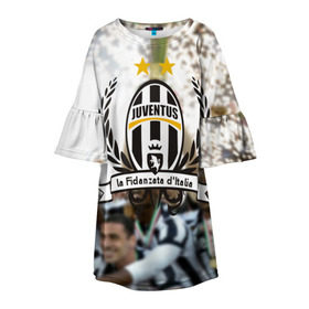 Детское платье 3D с принтом Juventus5 в Новосибирске, 100% полиэстер | прямой силуэт, чуть расширенный к низу. Круглая горловина, на рукавах — воланы | football | juve | juventus | seria a | бьянконери | серия а | футбол | чемпионат италии | юве | ювентус