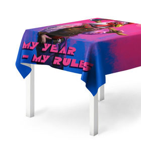 Скатерть 3D с принтом My Year, my rules! в Новосибирске, 100% полиэстер (ткань не мнется и не растягивается) | Размер: 150*150 см | hotline miami