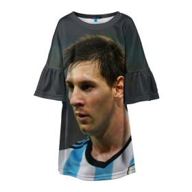 Детское платье 3D с принтом Leo Messi в Новосибирске, 100% полиэстер | прямой силуэт, чуть расширенный к низу. Круглая горловина, на рукавах — воланы | fc barcelona | football | lionel messi | messi | аргентина | барса | лео месси | фк барселона | футбол