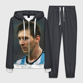 Мужской костюм 3D с принтом Leo Messi в Новосибирске, 100% полиэстер | Манжеты и пояс оформлены тканевой резинкой, двухслойный капюшон со шнурком для регулировки, карманы спереди | fc barcelona | football | lionel messi | messi | аргентина | барса | лео месси | фк барселона | футбол