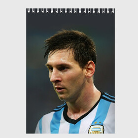 Скетчбук с принтом Leo Messi в Новосибирске, 100% бумага
 | 48 листов, плотность листов — 100 г/м2, плотность картонной обложки — 250 г/м2. Листы скреплены сверху удобной пружинной спиралью | fc barcelona | football | lionel messi | messi | аргентина | барса | лео месси | фк барселона | футбол