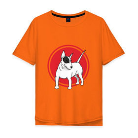 Мужская футболка хлопок Oversize с принтом Бультерьер в Новосибирске, 100% хлопок | свободный крой, круглый ворот, “спинка” длиннее передней части | бультерьер | собака