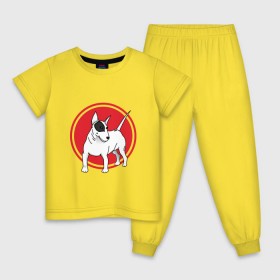 Детская пижама хлопок с принтом Бультерьер в Новосибирске, 100% хлопок |  брюки и футболка прямого кроя, без карманов, на брюках мягкая резинка на поясе и по низу штанин
 | бультерьер | собака