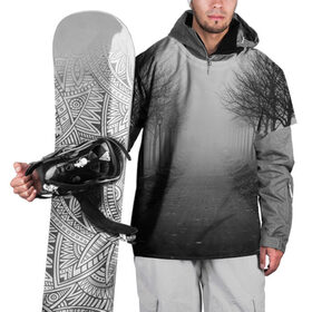 Накидка на куртку 3D с принтом Тропинка в Новосибирске, 100% полиэстер |  | Тематика изображения на принте: деревья | дорожка | природа | тропинка | туман
