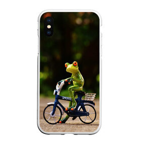 Чехол для iPhone XS Max матовый с принтом Лягушка в Новосибирске, Силикон | Область печати: задняя сторона чехла, без боковых панелей | велосипед | жаба | животные | лягушка | мини | фигурка
