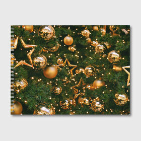 Альбом для рисования с принтом Праздничные шары в Новосибирске, 100% бумага
 | матовая бумага, плотность 200 мг. | Тематика изображения на принте: елка | елочные | звезды | золото | игрушки | хвоя | шары