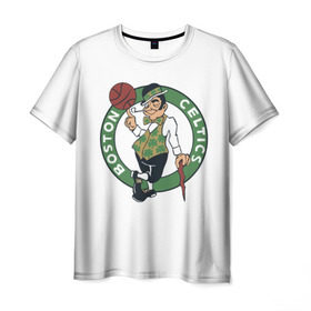 Мужская футболка 3D с принтом Boston Celtics в Новосибирске, 100% полиэфир | прямой крой, круглый вырез горловины, длина до линии бедер | Тематика изображения на принте: boston celtics | nba | бостон селтикс | нба