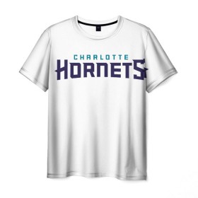 Мужская футболка 3D с принтом Charlotte Hornets в Новосибирске, 100% полиэфир | прямой крой, круглый вырез горловины, длина до линии бедер | 