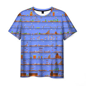 Мужская футболка 3D с принтом Super Mario world в Новосибирске, 100% полиэфир | прямой крой, круглый вырез горловины, длина до линии бедер | nintendo | марио | нинтендо