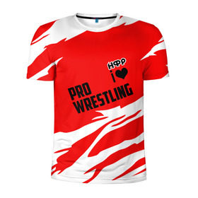 Мужская футболка 3D спортивная с принтом НФР: I Love Pro Wrestling в Новосибирске, 100% полиэстер с улучшенными характеристиками | приталенный силуэт, круглая горловина, широкие плечи, сужается к линии бедра | danger zone | iwf | wrestling | нфр | опасная зона | реслинг | рестлинг