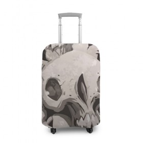 Чехол для чемодана 3D с принтом Skull kamo в Новосибирске, 86% полиэфир, 14% спандекс | двустороннее нанесение принта, прорези для ручек и колес | helloween | skull | tumblr | хелоуин | череп