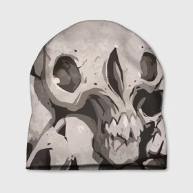 Шапка 3D с принтом Skull kamo в Новосибирске, 100% полиэстер | универсальный размер, печать по всей поверхности изделия | helloween | skull | tumblr | хелоуин | череп