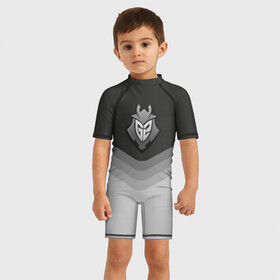 Детский купальный костюм 3D с принтом G2 Esports Uniform в Новосибирске, Полиэстер 85%, Спандекс 15% | застежка на молнии на спине | counter strike | cs go | g2 esports | swat | terrorist | г2 еспорт | контр страйк | кс го | спецназ