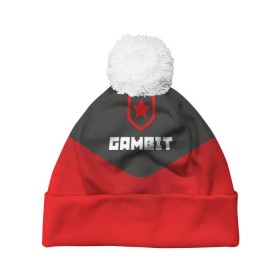 Шапка 3D c помпоном с принтом Gambit Gaming Uniform в Новосибирске, 100% полиэстер | универсальный размер, печать по всей поверхности изделия | Тематика изображения на принте: counter strike | cs go | gambit | swat | terrorist | гамбит | контр страйк | кс го | спецназ